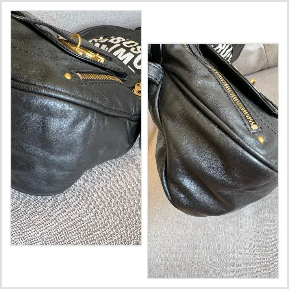 Marc by Marc Jacobs Petal To The Metal Bird Leather Shoulder Bag Black EUC